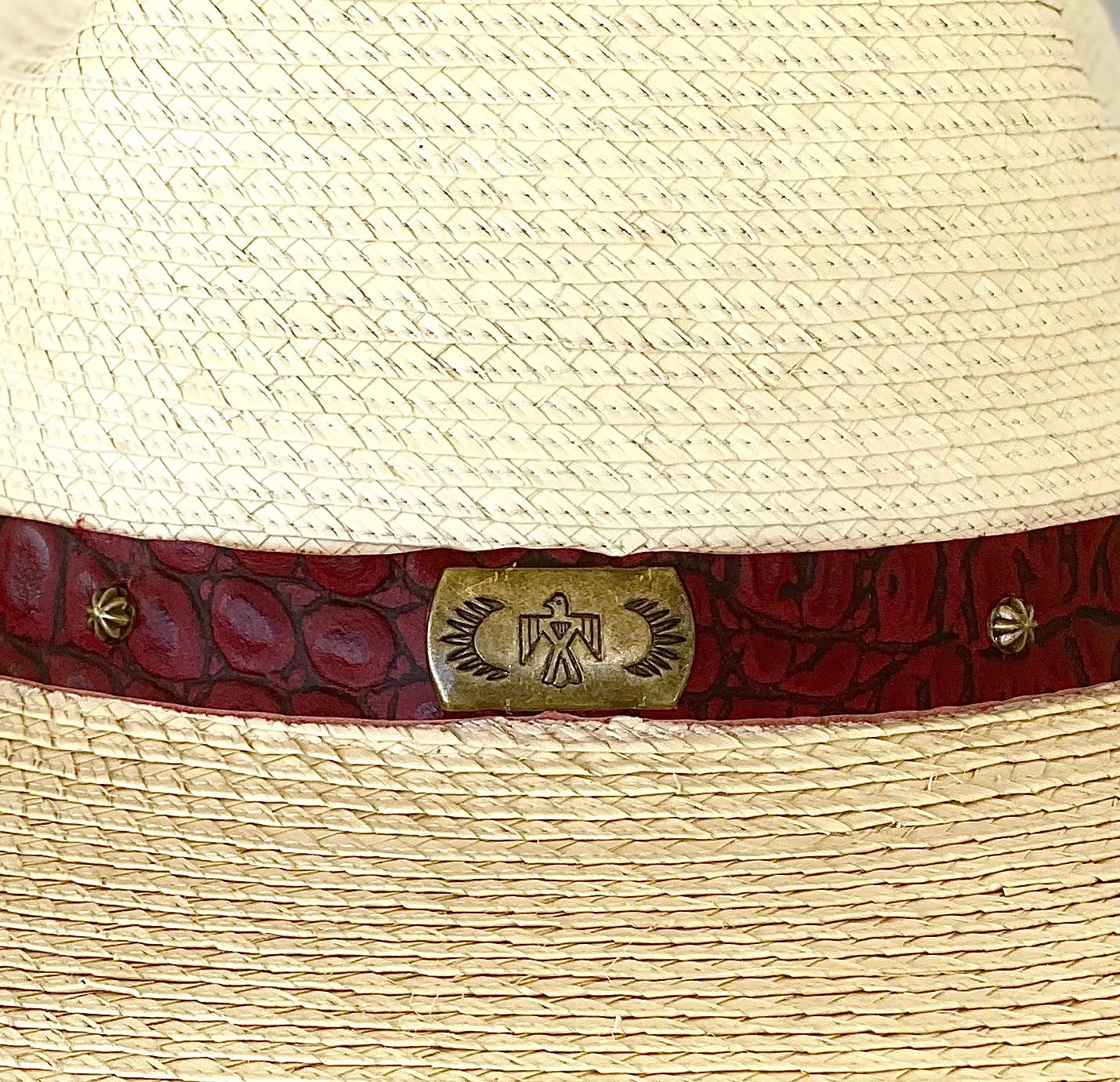 Red Croc Leather Hatband