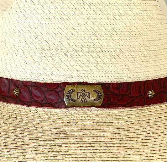 Red Croc Leather Hatband