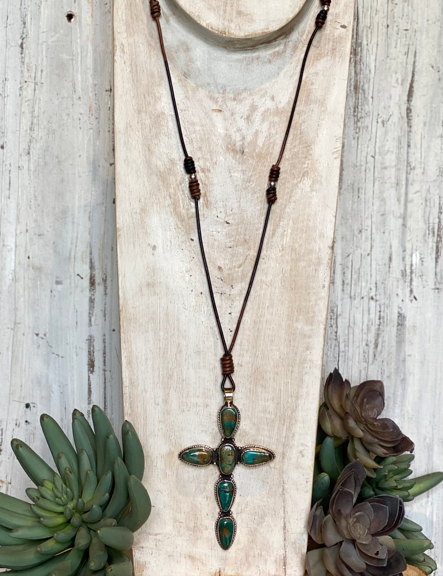 Western Turquoise Cross Necklace