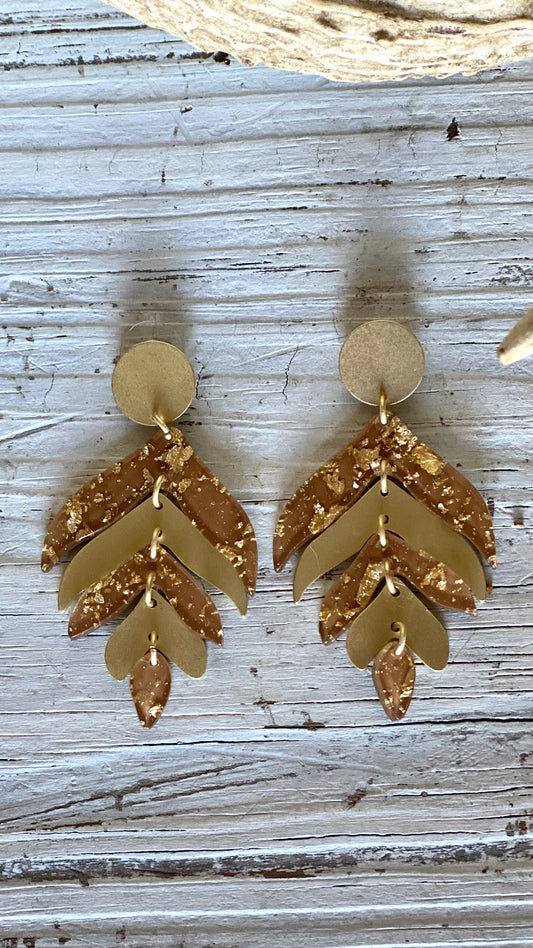 Gold & Lucite Leaf Earrings